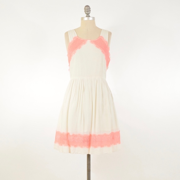 Free People Dresses & Skirts - Free People Neon Pink Lace Trim Mini Dress